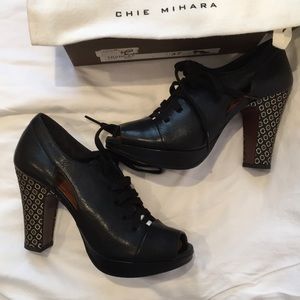 Chie Mihara , size 37 black, open toe, tie-up